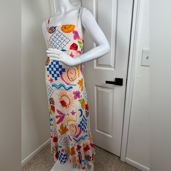 Paper Heart Womens Summer Maxi Dress Size Medium Sun Stars Floral Sexy Back. B19 - Picture 3 of 15